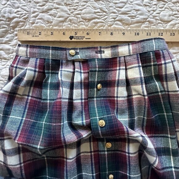 VTG JG Hook Womens Size 4 Midi Skirt Wool Tartan Plaid Brass Buttons Waist 24" - Picture 12 of 12